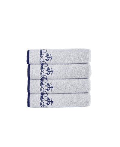 Brooks Brothers Contrast Frame 4 Piece Turkish Cotton Hand Towel Set Bedding In Silver-tone