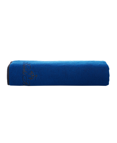 Brooks Brothers Contrast Frame 67" X 35" Turkish Cotton Bath Sheet In Royal Blue