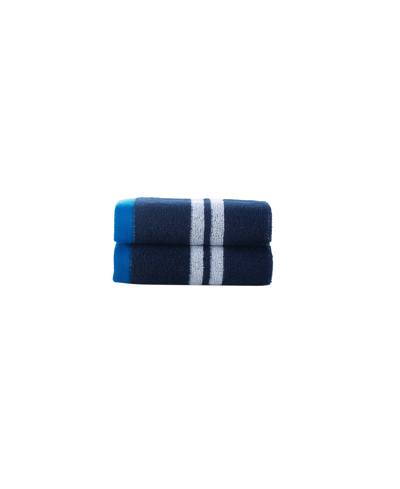 Brooks Brothers Nautical Blanket Stripe 2 Piece Turkish Cotton Wash Towel Set Bedding In Navy