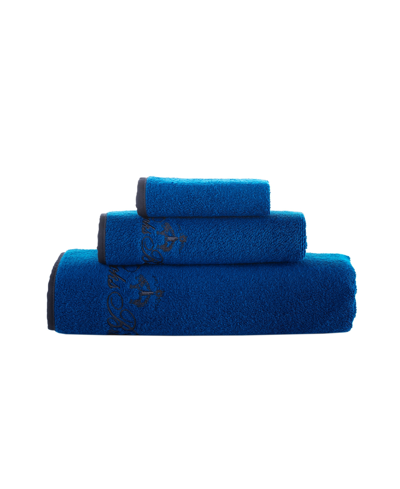 Brooks Brothers Contrast Frame 3 Piece Turkish Cotton Towel Set Bedding In Royal Blue
