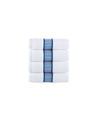 Brooks Brothers Fancy Border 4 Piece Turkish Cotton Wash Towel Set Bedding In Royal Blue
