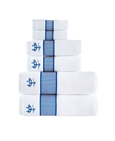 Brooks Brothers Fancy Border 6 Piece Turkish Cotton Towel Set Bedding In Royal Blue
