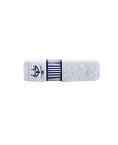 Brooks Brothers Fancy Border Turkish Cotton Hand Towel, 28" X 16" In Silver-tone