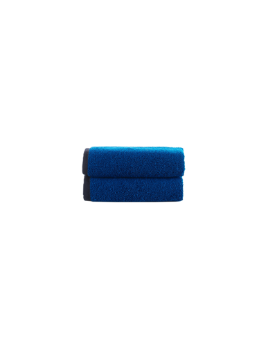 Brooks Brothers Contrast Frame 2 Piece Turkish Cotton Wash Towel Set Bedding In Royal Blue