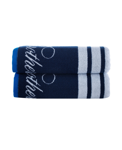 Brooks Brothers Nautical Blanket Stripe 2 Piece Turkish Cotton Bath Towel Set Bedding In Navy