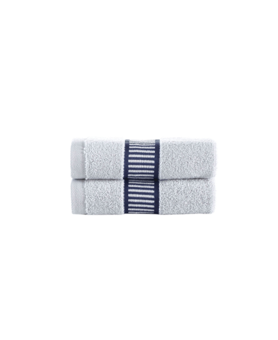 Brooks Brothers Fancy Border 2 Piece Turkish Cotton Wash Towel Set Bedding In Silver-tone