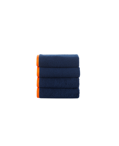 Brooks Brothers Contrast Frame 4 Piece Turkish Cotton Wash Towel Set Bedding In Navy