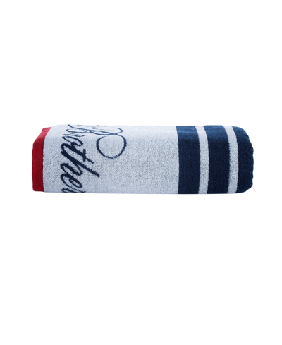 Brooks Brothers Nautical Blanket Stripe 55" X 28" Turkish Cotton Bath Towel In White