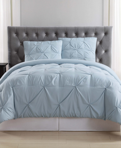 Truly Soft Pleated King Comforter Set Bedding In Light Blue