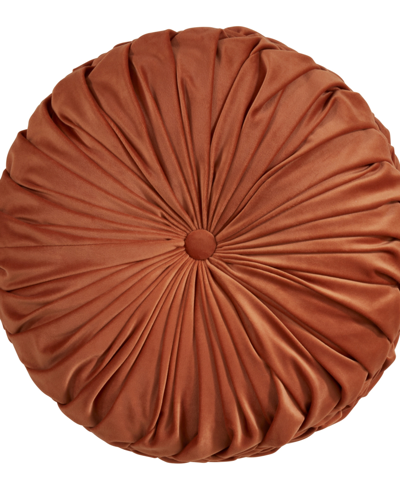 Saro Lifestyle Velvet Pintuck Decorative Pillow, 14" X 14" In Rust