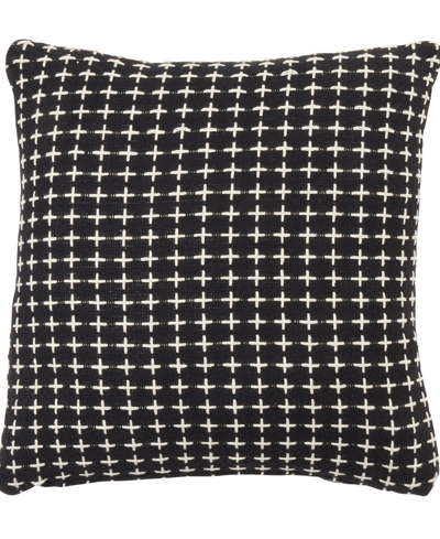 Saro Lifestyle Cross Thread Design Decorative Pillow, 18" X 18" In Black