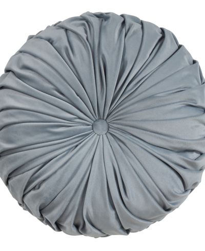 Saro Lifestyle Velvet Pintuck Decorative Pillow, 14" X 14" In Blue And Gray