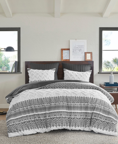Ink+ivy Mila 3 Piece Printed Chenille Duvet Cover Set, King/california King Bedding In Gray