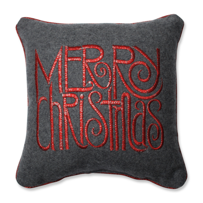 Pillow Perfect Merry Christmas Words Grey-red 11.5" Throw Pillow