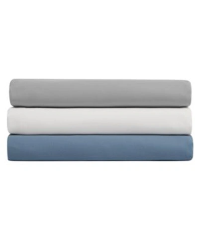Nautica Cotton Rich Blend Solid Fitted Sheets Bedding In Grey Haze