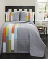 Lush Decor Shelly Stripe 3-pc Set King Quilt Set In Orange