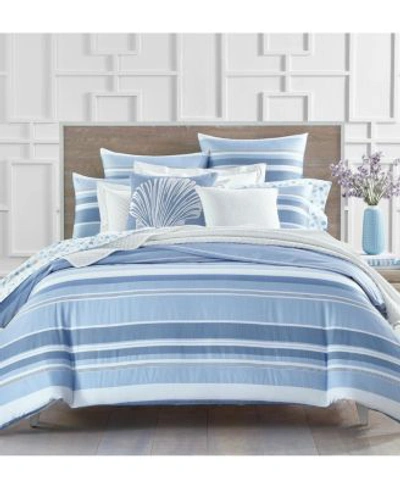 Charter Club Damask Designs Coastal Stripe 300 Thread Count Duvet Set Created For Macys Bedding In Blue