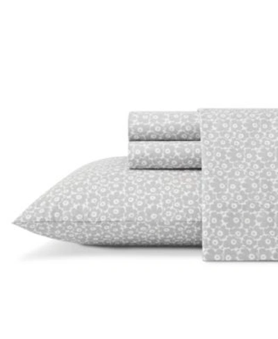 Marimekko Pikkuinen Unikko Grey Cotton Percale Sheet Set, Queen