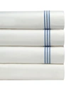 Pointehaven 300 Thread Count Embroidered Cotton Oversized Percale Sheet Sets Bedding In Blue