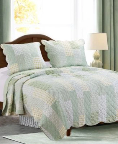 Greenland Home Fashions Juniper Quilt Set 3 Piece In Dark Green