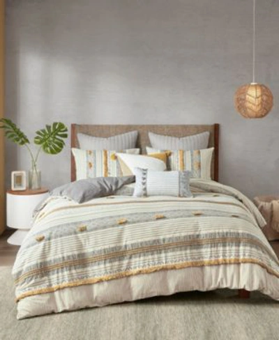 Ink+ivy Cody 3 Piece Cotton Duvet Cover Sets Bedding In Gray/yellow