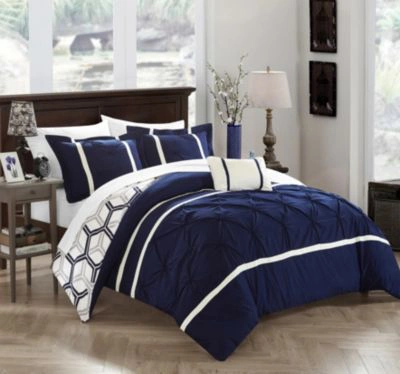 Chic Home Marcia 4 Pc. Comforter Sets Bedding In Navy