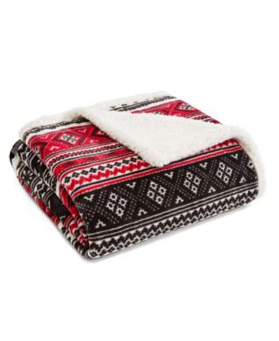 Eddie Bauer Classic Fair Isle Sherpa Blanket Collection Bedding In Charcoal