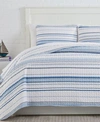 Southshore Fine Linens Southshore Stripe Quilt Sham 3 Piece Set Collection In Blue