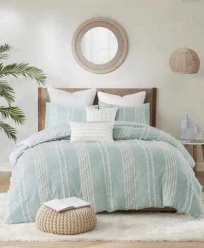 Ink+ivy Kara 3 Piece Cotton Jacquard Comforter Sets Bedding In Aqua