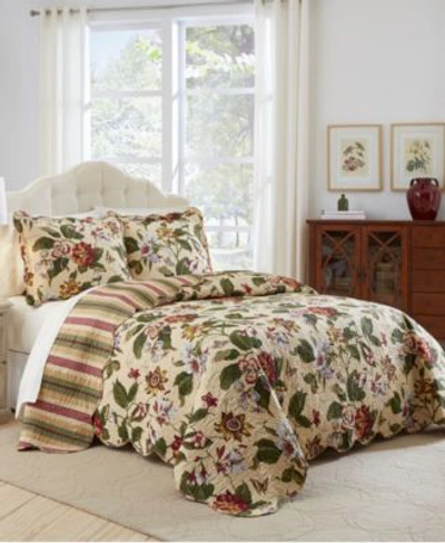 Waverly Laurel Springs 3 Piece Bedspread Collection Set Bedding In Parchment
