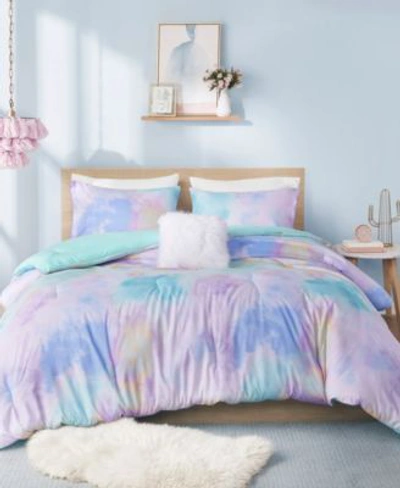 Intelligent Design Cassiopeia Twin Twin Xl Watercolor Tie Dye Printed Comforter Set Collection Bedding In Aqua