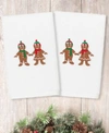 Linum Home Christmas Gingerbread Embroidered 100 Turkish Cotton Hand Towels In Sand