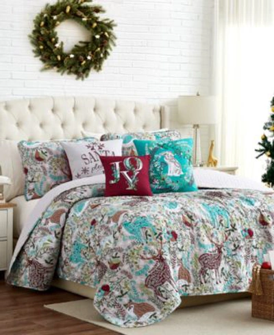 Southshore Fine Linens Christmas Woodland Oversized Reversible 6 Piece Quilt Set Collection In Multi