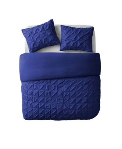Vcny Home Madison Pintuck Duver Cover Set Collection Bedding In Navy