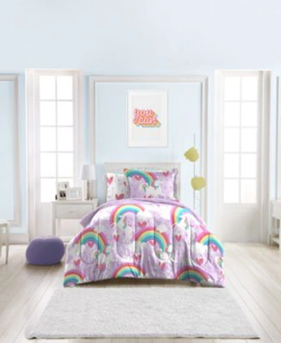 Macy's Dream Factory Unicorn Rainbow Bed In A Bag Bedding In Purple