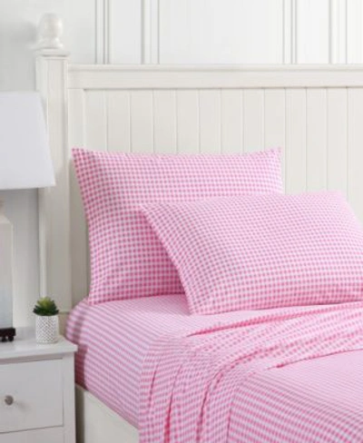 Poppy & Fritz Gingham Plaid Cotton Percale Sheet Sets Bedding In Pink