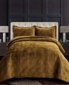 Tribeca Living Capri Medallion Velvet Oversized Solid Quilt Set In Medium Beige