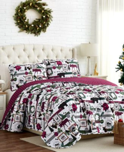Southshore Fine Linens Merry Town Christmas Oversized Reversible 3 Piece Quilt Set, King Or California King In Multi