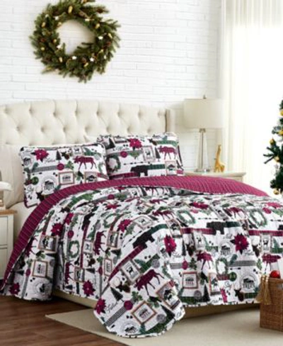 Southshore Fine Linens Merry Town Christmas Oversized Reversible 3-pc. Quilt Set, King Or California King In Multi