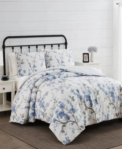 Cannon Kasumi Floral Comforter Sets Bedding In White-blue