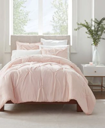 Serta Simply Clean Pleated 3 Pc. Comforter Sets Bedding In Pink