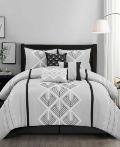 Stratford Park Oliver 7 Piece Comforter Set Collection Bedding In Black-gray