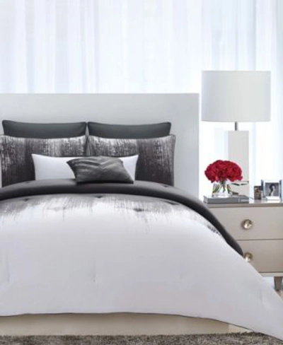 Vince Camuto Home Vince Camuto Lyon 3 Pc. Duvet Set Collection Bedding In Grey And White