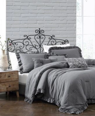 Montage Home Davina Enzyme Ruffled 6 Piece Comforter Set Bedding In Gray