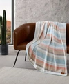 Wrangler Glen Canyon Stripe Ultra Soft Plush Blanket Collection Bedding In Muted Turquoise And Desert Sand