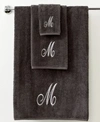 Avanti Bath Towels Monogram Initial Script Granite Silver Collection Bedding In Black