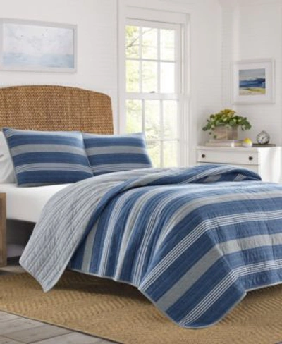 NAUTICA SALTMARSH BLUE COTTON REVERSIBLE QUILT COLLECTION