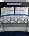 Vcny Home Closeout  Beckham 8 Pc. Damask Comforter Set In Blue