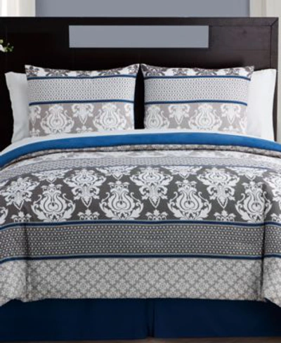 Vcny Home Closeout  Beckham 8 Pc. Damask Comforter Set In Blue