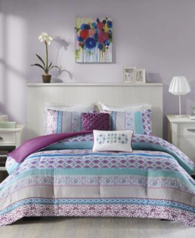 Intelligent Design Joni 5 Pc. Reversible Bedding Sets Bedding In Purple